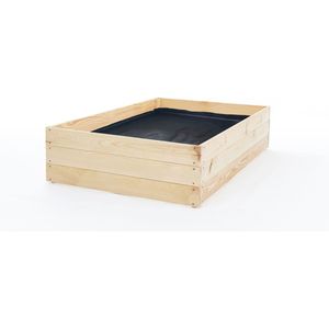 Moestuinbak - kweekbak - 120x120x27 cm - hout - met gronddoek
