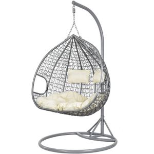 Hangstoel met frame - ei stoel voor 2 personen - grijs beige
