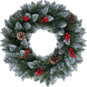 Kerstkrans voordeur - 40 cm - met Dennenappels