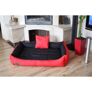 XXL Hondenbed van kunstleer - 120x90 - hondenkussen hondensofa kattenbed hondenkorf - waterdicht - Rood / Zwart