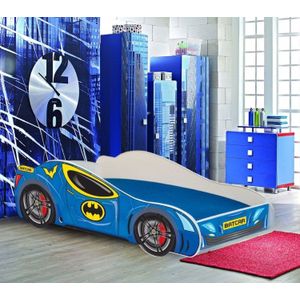 Autobed - Kinderbed - 140x70cm - met matras - blauw - Batcar