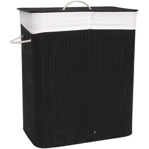 Wasmand - 2 vakken - 100 L - 52,5x33,5x63 cm - zwart bamboe