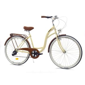 Meisjesfiets 26 inch - stadsfiets 7 versnellingen - creme bruin