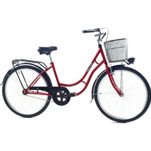 Meisjesfiets - 26 inch fiets - met fietsmandje - retro - rood