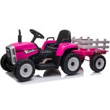 Elektrisch bestuurbare tractor met aanhanger - roze