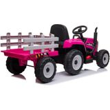 Elektrisch bestuurbare tractor met aanhanger - roze