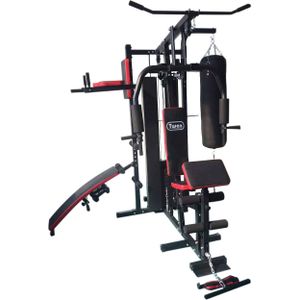 Krachtstation - Home gym -  met 65 kg gewicht - en bokszak