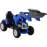 Elektrisch bestuurbare tractor met beweegbare schep arm - blauw