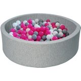 Ballenbak - stevige ballenbad - 90 x 30 cm - 300 ballen Ø 7 cm - wit roze grijs