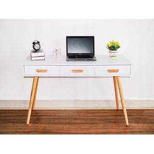 Bureau - sidetable - met 3 lades - 120x45x75 cm - wit