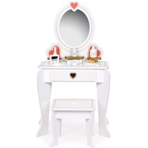 Kinderkaptafel met spiegel en accessoires - 91x50x70cm - wit