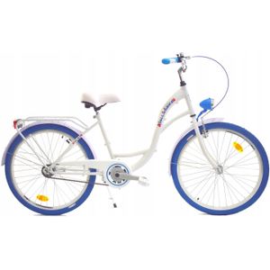 Meisjesfiets 24 inch stevig model blauw met wit