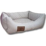 Hondenmand - S - kleine hond - 50 x 40 cm - grijs minky dot - hondenbed