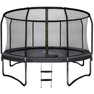 Trampoline - 427 cm - met net en ladder - tot 150 kg - zwart