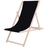 Houten strandstoel opvouwbaar - zwart - 58 x 124 cm