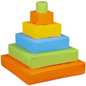 Foam blokken - stapel toren - 55x60cm - groen geel blauw oranje