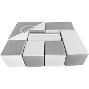 Schuimblokken speelgoed - 11-delig - 120x90x30 cm - wit, grijs