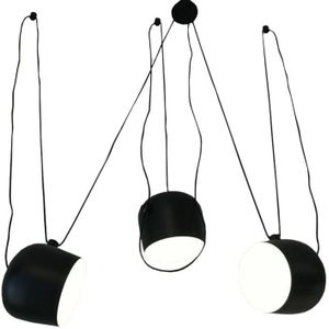 Hanglamp - 3-lichts - zwart metaal - e27 - ca. 190cm