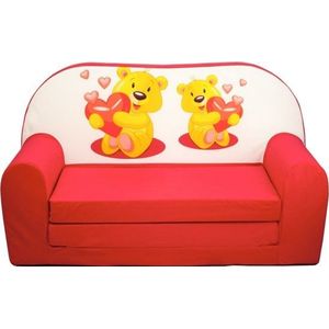 Kinder slaapbank - sofa - rood - logeermatras - 85 x 60 - beertjes