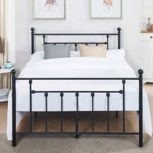 Metalen bedframe met lattenbodem- 160x200 - versierd - zwart