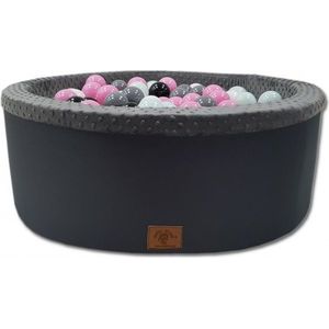 Ballenbak met 200 ballen - roze, wit, grijs & zwart - 90 cm diameter - grafiet