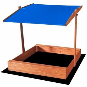 Zandbak - met deksel en dak - hout - 120x120 cm - blauw
