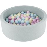 Ballenbad rond - grijs - 90x30 cm - met 150 pastel ballen