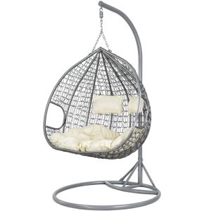 Hangstoel - Ei stoel - 2 personen - met frame - grijs beige