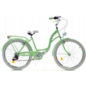 Meisjesfiets 26 inch - stadsfiets 7 versnellingen - mint wit