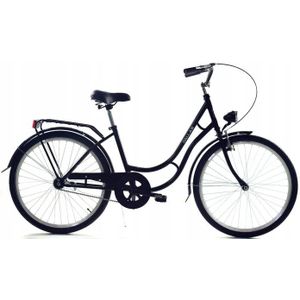 Meisjesfiets - 26 inch fiets - met fietsmandje - retro - zwart