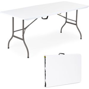 Inklapbare tafel - wit - 180x70cm - metaal/hdpe - 13,5kg