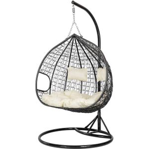Hangstoel met frame voor buiten - 2 persoons - zwart beige