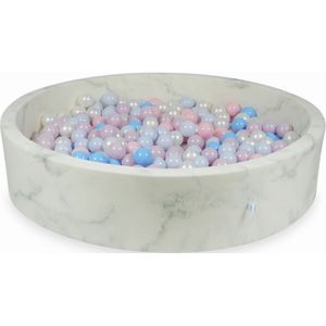 Ballenbak marmer met 600 lichtroze, parelmoer, lichtblauwe ballen - 130 x 30 cm - ron