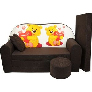 Kinder slaapbank set - logeermatras - sofa - 170 x 100 x 8 - slaapbank - bruin - beertjes