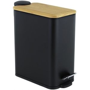 Pedaalemmer - prullenbak badkamer - 5 liter - zwart bamboe