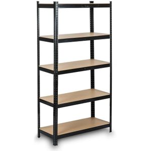 Stellingkast - opbergrek - 150x75x30 cm - metaal en mdf - zwart