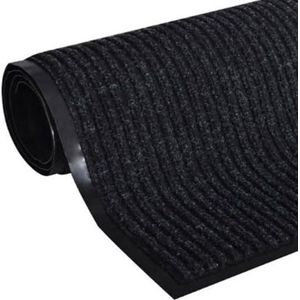 Deurmat - 150 x 90 cm – absorberend –zwart geribbeld