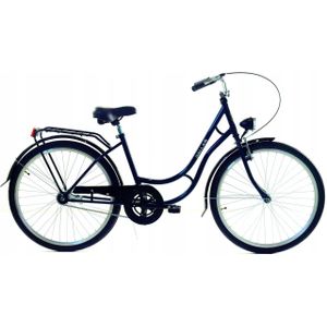 Meisjesfiets - 26 inch fiets - met fietsmandje - retro - donkerblauw