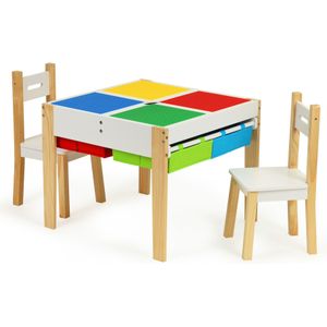 Kindertafel - Groen - Massief Grenen - Inclusief Twee Stoeltjes
