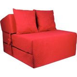 Luxe logeermatras - rood - camping matras - reismatras - opvouwbaar matras - 200 x 70 x 15 - met kussens