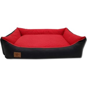 Hondenmand - 100 x 70 cm - wasbare hoes - waterdicht - hondenbed - kussen - rood / zwart