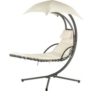 Hangende ligstoel tuin - met parasol - beige