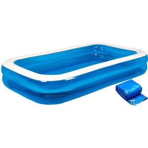 Opblaaszwembad - rechhoek - 305x183x50 cm - blauw - met deksel