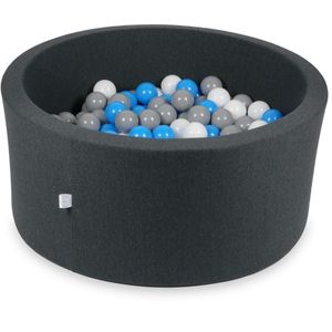 Ballenbak - rond - grafiet - 300 ballen - 90x40 cm - blauw, wit & grijze ballen