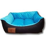 Hondenmand - S - kleine hond - 50 x 40 cm - blauw minky dot - hondenbed