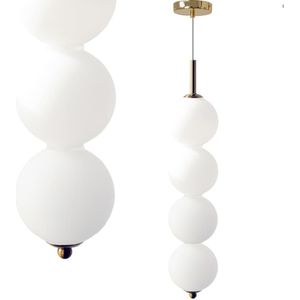 LED Hanglamp - goud - met 4 glazen bollen - ⌀ 9,5 x 30 cm