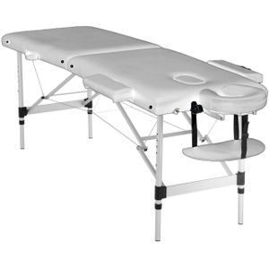 Massagetafel - inklapbaar - 2 secties - aluminium - wit