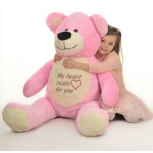 Super grote knuffelbeer - 125 cm grote teddybeer - roze
