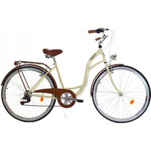 Damesfiets 28 inch - stadsfiets 7 versnellingen - creme bruin