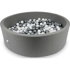 Ballenbak XXL - 700 ballen - 130 x 40 cm - ballenbad - rond donker grijs